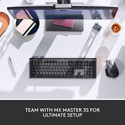Logitech MX Mechanical Mini Wireless Illuminated Keyboard, Clicky Switches, Backlit, Bluetooth, USB-C, macOS, Windows, Linux, iOS, Android, Metal