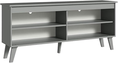 Madesa Compact TV Stand Cabinet with 4 Shelves and Cable Management for 50, 55 Inch TV Media Storage Unit Living Room and Bedroom Modern Wooden Television Media Console - Grey