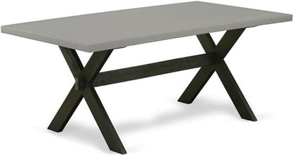 East West Furniture X697AB106-5 5 Piece Kitchen Table & Chairs Set Includes a Rectangle Dining Table with X-Legs and 4 Shitake Linen Fabric Parson Dining Chairs, 40x72 Inch, Multi-Color