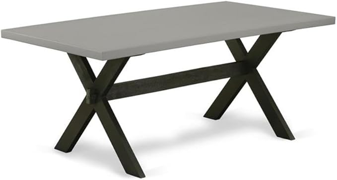 East West Furniture X697AB106-9 9 Piece Modern Dining Table Set Includes a Rectangle Wooden Table with X-Legs and 8 Shitake Linen Fabric Parson Dining Chairs, 40x72 Inch, Multi-Color