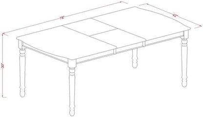 East West Furniture DODA5-LWH-W 5 Piece Dinette Set for 4 Includes a Rectangle Dining Table with Butterfly Leaf and 4 Dining Room Chairs, 42x78 Inch, Linen White