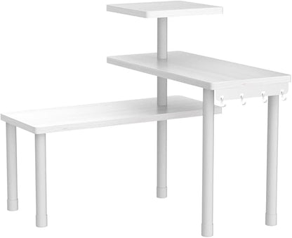JayRex Bathroom Organizer Countertop Corner Shelf, 3 Tier Moveable Organizer for Make Up, Dresser Table, Desktop (White)