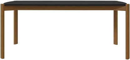 Manhattan Comfort Gales 70-Inch Mid Century Modern Dining Table for 6 Persons, Unique Minimalist Home Furniture with Solid Eucalyptus Wood Legs, Matte Black