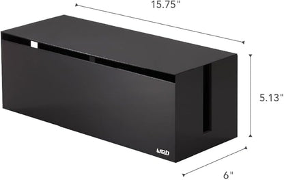 YAMAZAKI Home Cable Management Box – Cord Organizer Box with Lid, Minimalist Cable Storage for Office, Abs Plastic - Abs Plastic