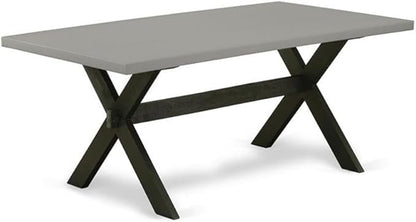 East West Furniture X697MZ606-9 9 Piece Kitchen Table & Chairs Set Includes a Rectangle Dining Room Table with X-Legs and 8 Shitake Linen Fabric Parsons Chairs, 40x72 Inch, Multi-Color