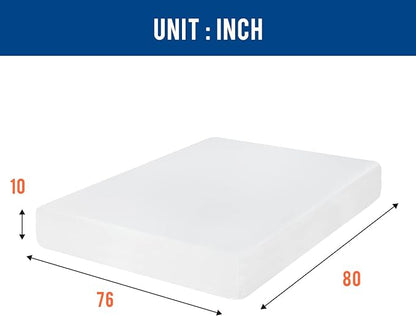 FDW | 10 Inch King Mattress | Medium Firm | Gel Memory Foam Mattress | White | Bed in a Box, CertiPUR-US Certified | Pressure Relief, Cooling Ventilated Foam | Washable Removable Cover