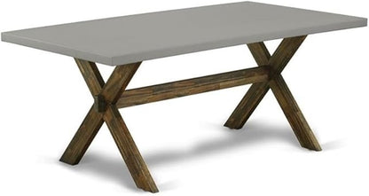 East West Furniture X797MZ716-6 6 Piece Dining Table Set Contains a Rectangle Kitchen Table with X-Legs and 4 Dark Khaki Linen Fabric Parson Chairs with a Bench, 40x72 Inch, Multi-Color