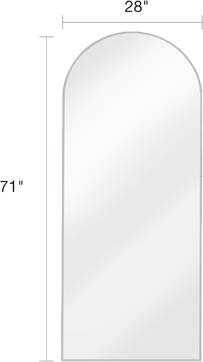 Floor Mirror, Full Length Mirror with Stand, Arched Wall Mirror, 27"x71"Mirror Full Length, Floor Mirror Freestanding, Wall Mounted Mirror for Bedroom Living Room, Silver