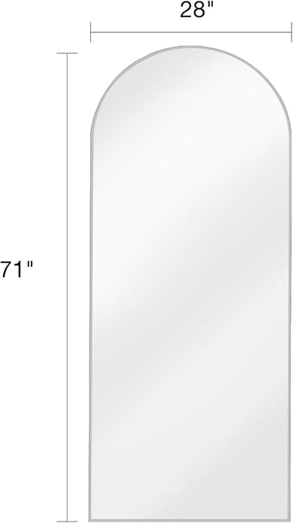 Floor Mirror, Full Length Mirror with Stand, Arched Wall Mirror, 27"x71"Mirror Full Length, Floor Mirror Freestanding, Wall Mounted Mirror for Bedroom Living Room, Silver