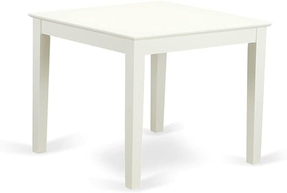 East West Furniture OXEL5-LWH-07 5 Piece Dining Room Table Set Includes a Square Kitchen Table and 4 Gray Linen Fabric Parsons Dining Chairs, 36x36 Inch, Linen White
