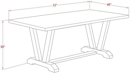 East West Furniture V797VE721-6 6 Piece Dinette Set Contains a Rectangle Dining Table with V-Legs and 4 Blue Color Linen Fabric Parson Chairs with a Bench, 40x72 Inch, Multi-Color