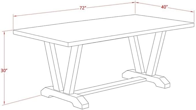 East West Furniture V077VE005-6 6 Piece Kitchen Table Set Contains a Rectangle Dining Table with V-Legs and 4 Grey Linen Fabric Parson Chairs with a Bench, 40x72 Inch, Multi-Color