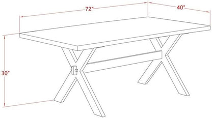 East West Furniture X097AB264-9 9 Piece Dining Table Set Includes a Rectangle Kitchen Table with X-Legs and 8 White Faux Leather Parson Dining Room Chairs, 40x72 Inch, Multi-Color