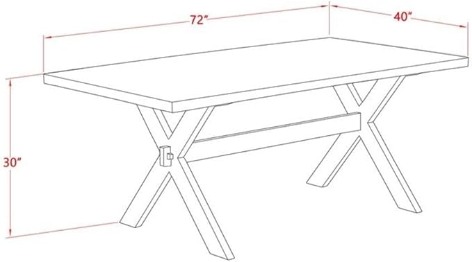 East West Furniture X777AB747-7 7 Piece Dining Room Furniture Set Consist of a Rectangle Dining Table with X-Legs and 6 Light Sable Linen Fabric Parsons Chairs, 40x72 Inch, Multi-Color