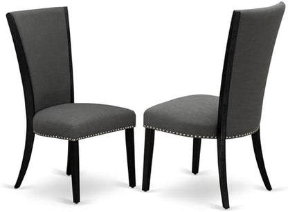 East West Furniture X676VE650-6 6 Piece Dining Set Contains a Rectangle Dining Room Table with X-Legs and 4 Dark Gotham Linen Fabric Parson Chairs with a Bench, 36x60 Inch, Multi-Color
