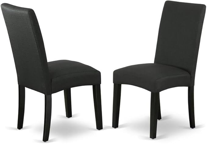 East West Furniture X627DR124-5 5 Piece Dining Set Includes a Rectangle Dining Room Table with X-Legs and 4 Black Color Linen Fabric Upholstered Parson Chairs, 40x72 Inch, Multi-Color