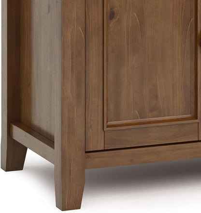 SIMPLIHOME Amherst 54-inch Wide Solid Wood TV Stand in Medium Saddle Brown, Transitional-Style Media Console for Living Room with Adjustable Shelves and Cable Management