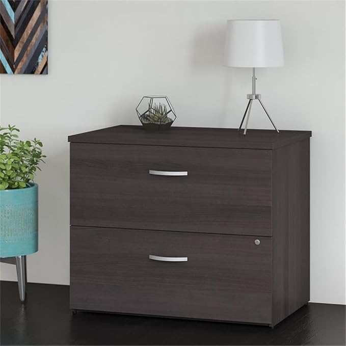 Bush Business Furniture Studio C 2 Drawer Lateral File Cabinet in Storm Gray - Assembled, Locking Document Storage for Home or Professional Office