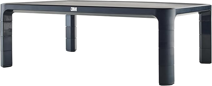 3M Adjustable Monitor Stand for Monitors and Laptops, Three Leg Segments Simply Adjust Height from 1.7" to 5.5", Holds up to 20 lbs, 13.6 in Clearance Between Legs for Storage, Black (MS85B)