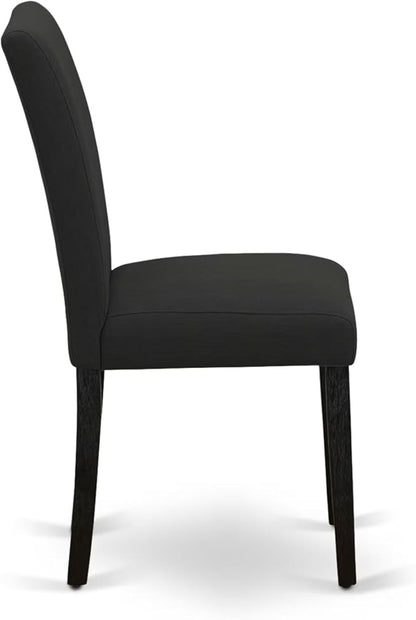 East West Furniture V677AB624-7 7 Piece Dinette Set Consist of a Rectangle Dining Room Table with V-Legs and 6 Black Color Linen Fabric Upholstered Chairs, 40x72 Inch, Multi-Color