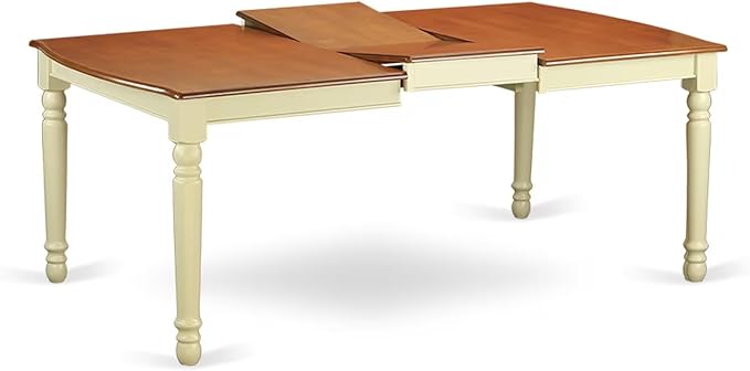 East West Furniture DOAN9-WHI-W 9 Piece Kitchen Table & Chairs Set Includes a Rectangle Dining Room Table with Butterfly Leaf and 8 Solid Wood Seat Chairs, 42x78 Inch, Buttermilk & Cherry