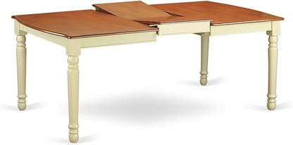 East West Furniture DOAN9-WHI-W 9 Piece Kitchen Table & Chairs Set Includes a Rectangle Dining Room Table with Butterfly Leaf and 8 Solid Wood Seat Chairs, 42x78 Inch, Buttermilk & Cherry