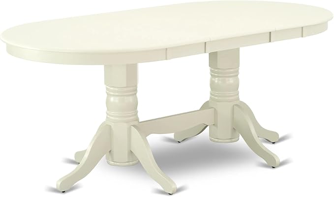 East West Furniture VAAS7-LWH-41 7 Piece Modern Dining Table Set contain A Dinner Table and 6 Platinum Gray Polyester Fabric Wooden Chairs with Stylish Back- Linen White Finish