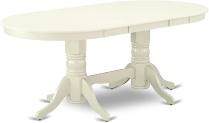 East West Furniture VAAS7-LWH-41 7 Piece Modern Dining Table Set contain A Dinner Table and 6 Platinum Gray Polyester Fabric Wooden Chairs with Stylish Back- Linen White Finish