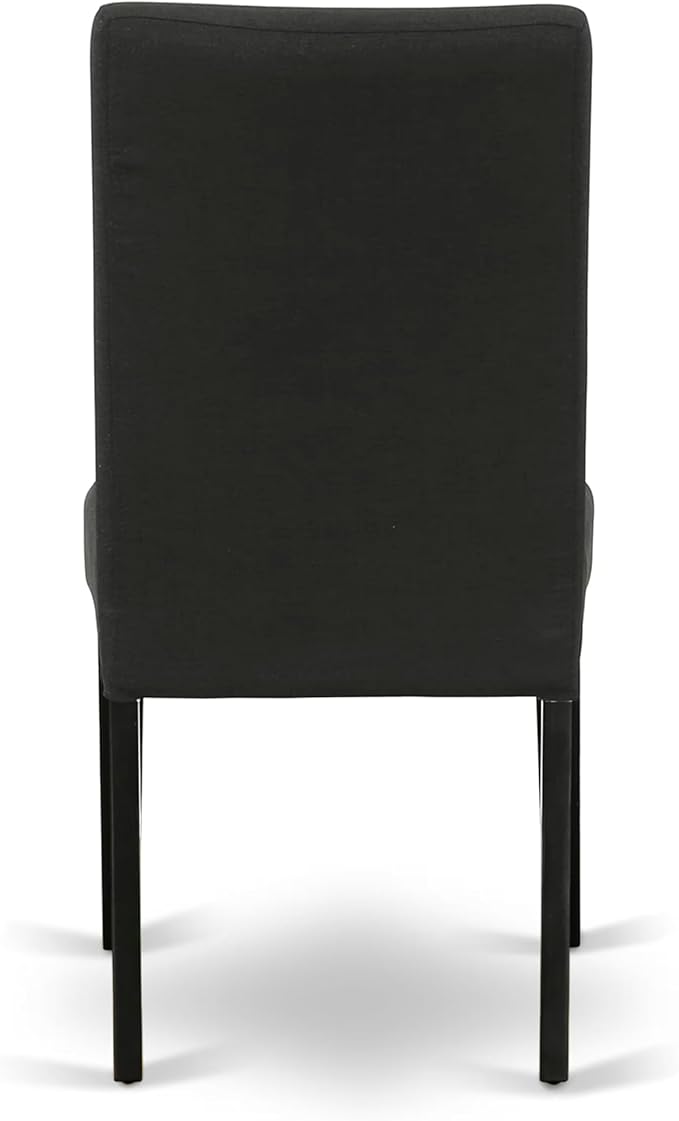 East West Furniture V676DR124-6 6 Piece Dining Set Contains a Rectangle Dining Room Table with V-Legs and 4 Black Color Linen Fabric Parson Chairs with a Bench, 36x60 Inch, Multi-Color
