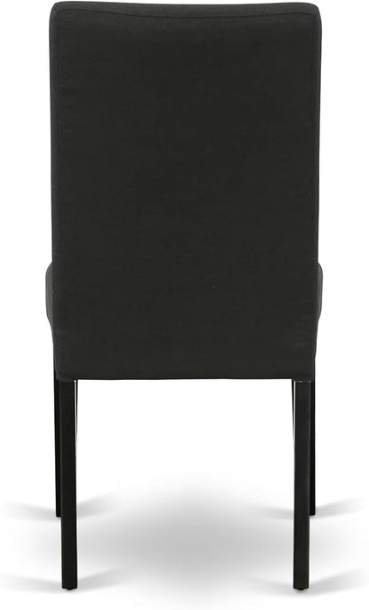 East West Furniture V676DR124-6 6 Piece Dining Set Contains a Rectangle Dining Room Table with V-Legs and 4 Black Color Linen Fabric Parson Chairs with a Bench, 36x60 Inch, Multi-Color