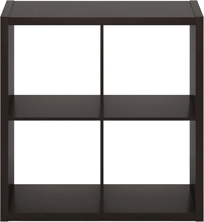 Furinno Cubicle Open Back Decorative Cube Storage Organizer, 4-Cube, Black Dark Oak