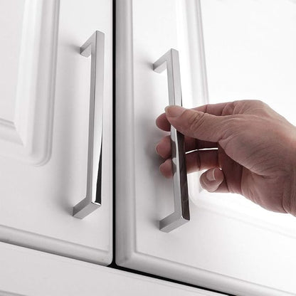 KOOFIZO 20-Pack Solid Square Bar Cabinet Handle - Chrome Furniture Pull, 6.3 Inch/160mm Screwhole Distance for Kitchen Cupboard Door, Bedroom Dresser Drawer, Bathroom Wardrobe Hardware