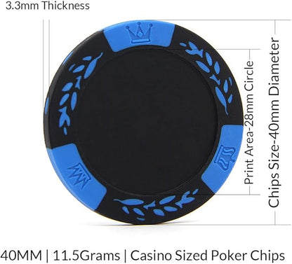 100 Premium Clay Poker Chips, Customized Your Image and Text, 11.5 Gram Casino Chips for Texas Hold’em, Blackjack Gambling