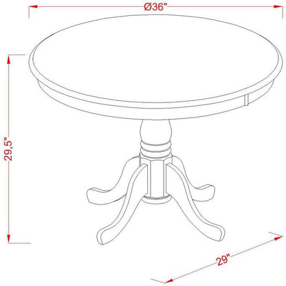 East West Furniture ANDR5-CAP-03 5 Piece Kitchen Table & Chairs Set Includes a Round Dining Room Table with Pedestal and 4 Brown Linen Fabric Parson Dining Chairs, 36x36 Inch, Cappuccino
