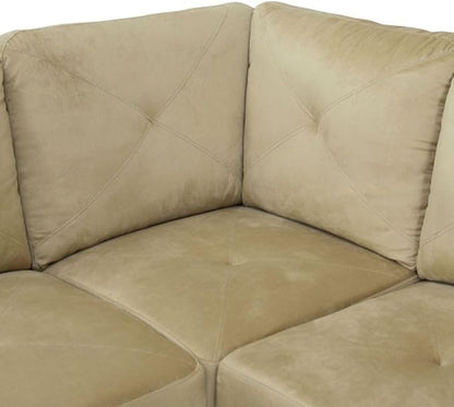 Beige L-Shaped 3-Piece Microfiber Sofa with Storage Ottoman Set, Sectional Couch Sofa Set for Living Room, Office, Small Space