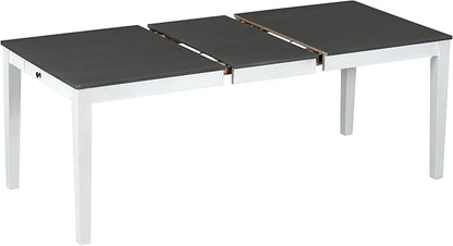 Merax Rustic 7 Piece 78.1inch Extendable Dining Table Set with 18inch Removable Leaf, 6 Upholstered Dining Chairs, 2 Built-in Drawers, Dark Gray+White