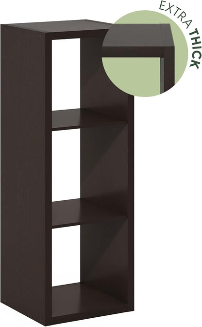 Furinno Cubicle Open Back Decorative Cube Storage Organizer, 3-Cube, Black Dark Oak