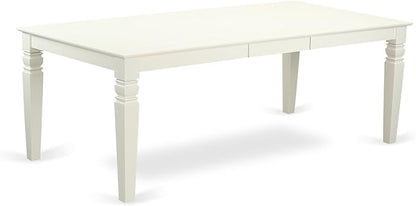East West Furniture LGGR7-LWH-W 7 Piece Dining Table Set Consist of a Rectangle Dining Room Table with Butterfly Leaf and 6 Wood Seat Chairs, 42x84 Inch, Linen White