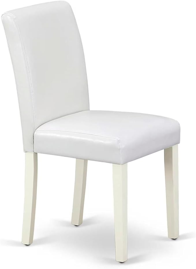 East West Furniture VAAB9-LWH-64 9 Piece Modern Dining Table Set Includes an Oval Wooden Table with Butterfly Leaf and 8 White Faux Leather Parson Dining Chairs, 40x76 Inch, Linen White