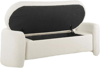 Modway Nebula Boucle Upholstered Storage Bench in Ivory