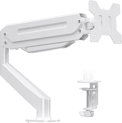 Suptek Single Monitor Mount Adjustable Gas Spring Monitor Arm Desk Mount Stand Fits 17 20 22 23 24 26 27 32 33 inch Monitors,Holds up to 22 lbs,White(MD18W)