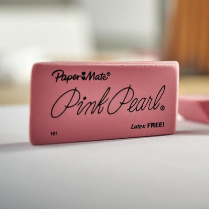 Paper Mate Erasers, Pink Pearl, 12 Count - Latex Free and Smudge Resistant, Back to School, Teacher Supplies