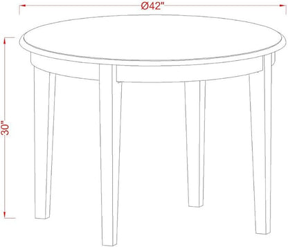 East West Furniture BOVA5-LWH-W 5 Piece Dining Room Furniture Set Includes a Round Kitchen Table and 4 Dining Chairs, 42x42 Inch, Linen White