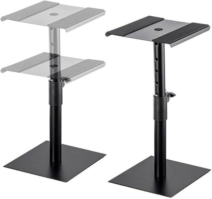 Monoprice Desktop Studio Monitor Stands (pair) Heavy Duty Steel, 12-18 Inch Adjustable Height, Support Up to 22 lbs, Includes Antislip Pads - Stage Right Series