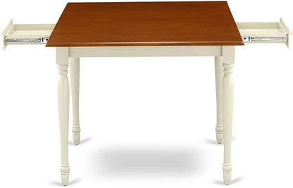 East West Furniture MZCL3-WHI-W 3 Piece Dining Room Table Set Contains a Rectangle Kitchen Table with Dropleaf and 2 Dining Chairs, 36x54 Inch, Buttermilk & Cherry