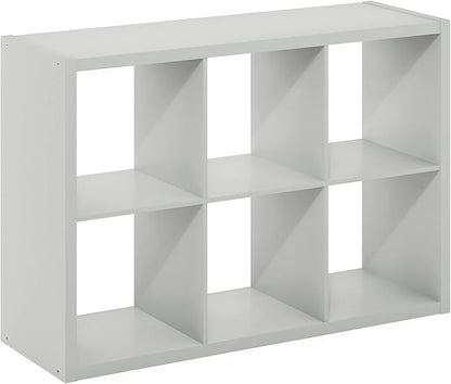 Furinno Cubicle Open Back Decorative Cube Storage Organizer, 6-Cube, Light Grey