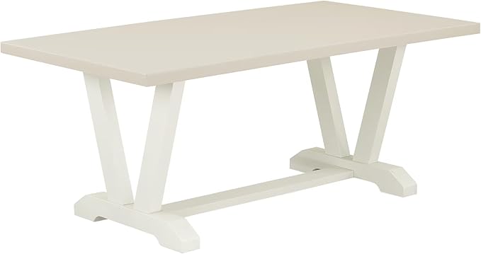 East West Furniture V027VE215-7 7 Piece Dining Table Set Consist of a Rectangle Dining Room Table with V-Legs and 6 Baby Blue Linen Fabric Upholstered Chairs, 40x72 Inch, Multi-Color