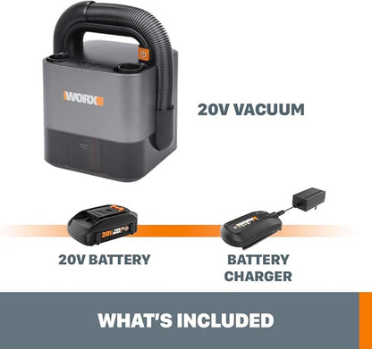 WORX WX030L 20V Power Share Cordless Cube Vac Compact Vacuum, Black