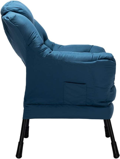HollyHOME Modern Fabric Large Lazy Accent Chair, Oversized Comfy Reading Lounge Chair, Thick Padded Cozy With Armrest, Steel Frame Leisure Sofa for Living Room, Bedroom, Dorm, Navy Blue