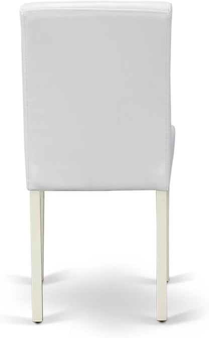 East West Furniture CAAB7-LWH-64 7 Piece Kitchen Table & Chairs Set Consist of a Rectangle Dining Room Table and 6 White Faux Leather Parsons Dining Chairs, 36x60 Inch, Linen White